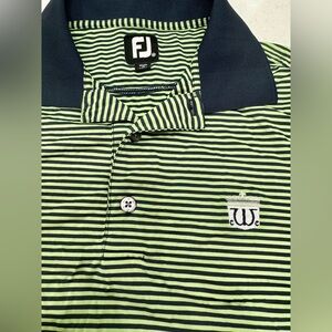 FootJoy x Winged Foot Golf Polo Shirt Green Stripe Men’s Size M FJ Logo RARE
